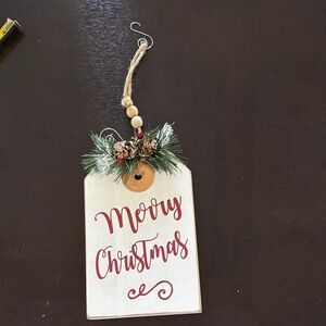 Merry Christmas Hanging Tag with Pine Accents
